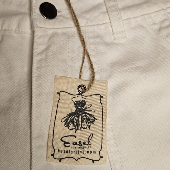 Easel White High Waist  Shorts. Size Small. W 26" Inseam 11" - Picture 2 of 6